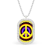 Tie Dye Peace Sign Womens Diamond Necklaces Alloy Pendants Trendy Dainty Jewelry Gifts