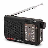 Aiwa RS-55/BK Pocket AM/FM Radio with High Definition Aufdio, Heasphone Input, Include Metal Stereo Earphones. Black