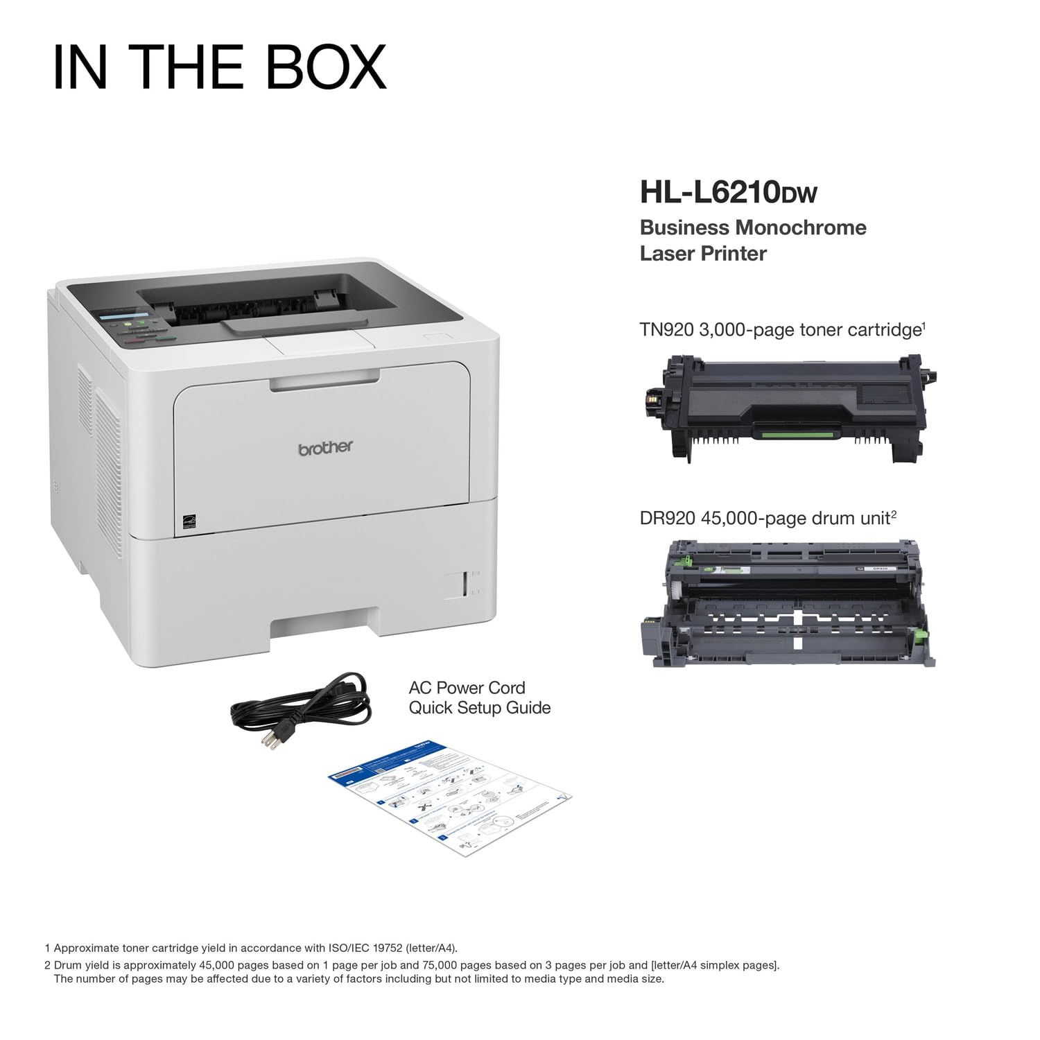 Brother HL-L6210DW Business Monochrome Laser Printer with Large Paper Capacity, Wireless and Gigabit Ethernet Networking, Low-Cost Printing, Duplex Printing, and Mobile Printing