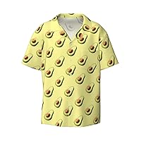 Interesting Avocado Fruit Men's Summer Short-Sleeved Shirts, Casual Shirts, Loose Fit with Pockets