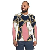 Men's Rash Guard Long Sleeve Sportswear Gold Baroque Chain White