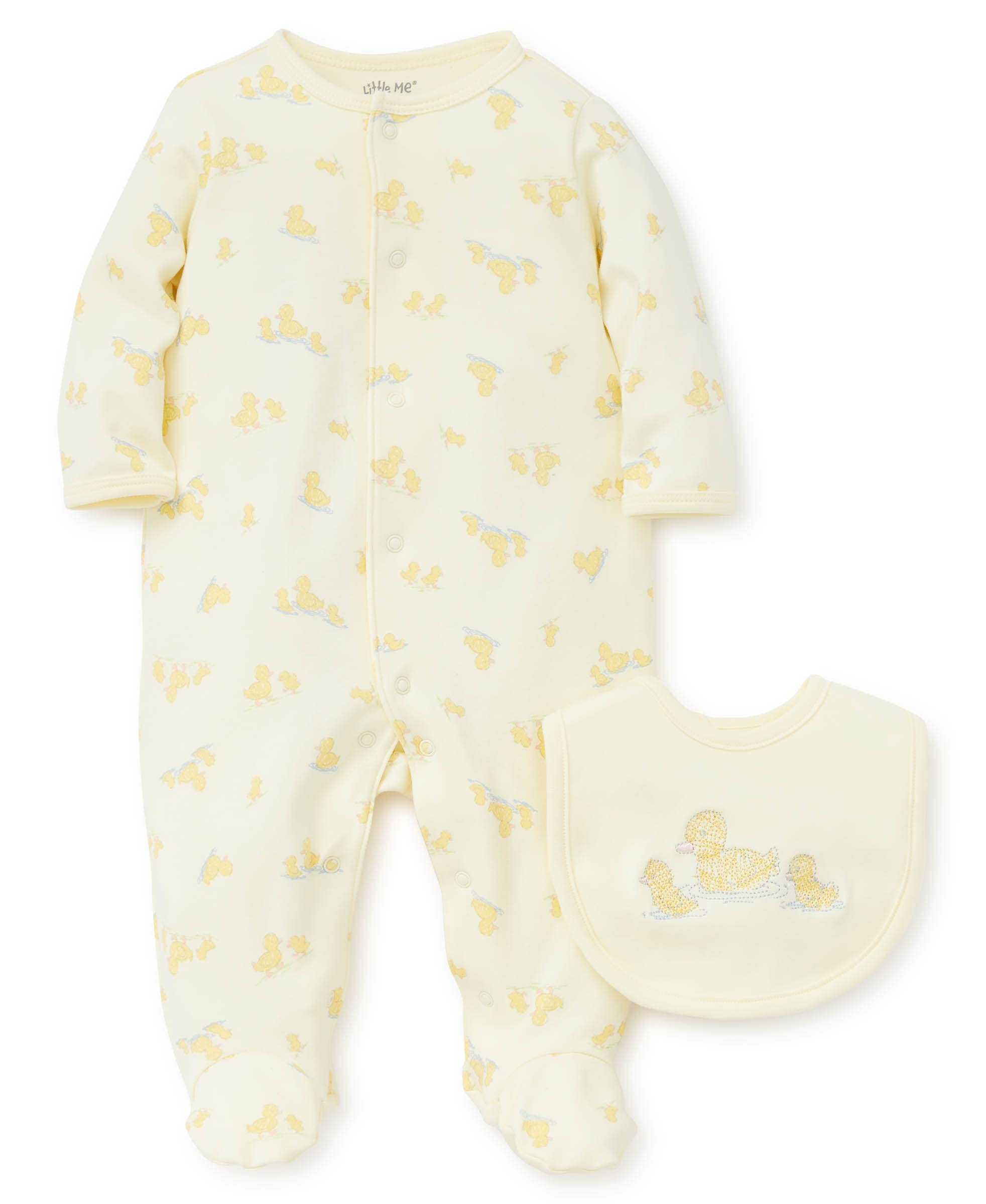 Little Me baby-girls 2-piece Footie and Bib Set