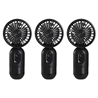 [Portable Mini Fan 3-pack] Handheld Personal Small Fan with 3-speed for Travel, USB Rechargeable Battery Operated Eyelash Fan, Black