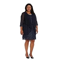 R&M Richards Women's Short Lace Mother of The Bride Dress with Jacket