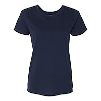 Hanes Women's Relaxed Fit Jersey ComfortSof Crewneck T-Shirt_Navy_S