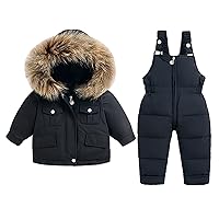 Baby Kids Girls Boys Winter Thick Warm Hooded Down Coat Down Paraks Jumpsuit Playsuit Pants Snowsuit Girls 5t