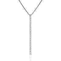 GUESS Y Collar Necklace with Crystal Colored Glass Stone Chain Silvertone