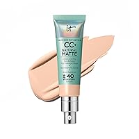 CC+ Cream Natural Matte Foundation with SPF 40 - Shine-Reducing & Long-Wear Full Coverage Foundation For Oily Skin - With Hyaluronic Acid - Fragrance Free & Non-Comedogenic - 1.08 fl oz