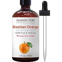 MAJESTIC PURE Brazilian Orange Essential Oil, Premium Grade, Pure and Natural Premium Quality Oil, 4 fl oz