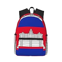 Cambodia Flag Print Backpack For Women Men, Laptop Bookbag,Lightweight Casual Travel Daypack