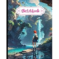 Sketch Book: Woman with Red Hair Closed Eyes Music Album Art Cover, Splash Style of Colorful Paint, Big Size 8.5x11 Inches, 120 Pages