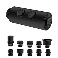 Pull Out Sink Sprayer Head Replacement, 2 Function Kitchen Faucet Head with 11 Adapters, Bathroom Pull Down Spray Head Compatible with Moen, American Standard, Delta, Kohler Faucets, Matte Black
