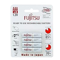 4 Fujitsu HR4UTC AAA Ready-to-use 2,100 Times Rechargeable Batteries NiMH 1.2V 800mAh (Min. 750mAh) Made in Japan