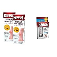 Kerasal Intensive Foot Repair Skin Healing Ointment for Cracked Heels and Dry Feet 1 oz, 2 Count & Nail Renewal, Restores Appearance of Discolored or Damaged Nails, 0.33 fl oz (Packaging May