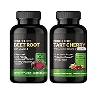 Beet Root & Tart Cherry Capsules 16,000mg Capsules Bundle for Nitric Oxide Supplement Booster for Blood Circulation, Muscle Recovery, Joint Support, for Men and Women