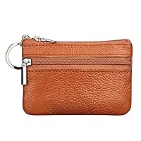 Star Purse and Wallet Mini Small Pouch Key Women's Purse Zipper Ring Leather Mens Checkbook Wallet (Brown, One Size)