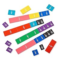 hand2mind Plastic Double-Sided Decimal and Fraction Tiles, Montessori Math Materials, Fraction Manipulatives, Unit Fraction, Fraction Bars Math Manipulatives, Homeschool Supplies (Set of 51)