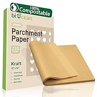 200Pcs 12x16In Unbleached Parchment Paper Sheets Precut Heavy Duty Flat Kitchen Baking Supplies Paper Non-Stick,Non-Toxic Cooking Paper for Air Fryer, Steaming, Oven Make Cup Cake Bread Cookie