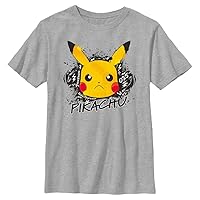 Pokemon Kids Angry Pikachu Boys Short Sleeve Tee Shirt