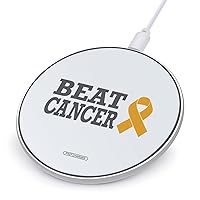 Beat Cancer Round Wireless Charger Pad with USB Cable No AC Adapter 10W Fast Charging Station