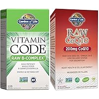 Vitamin B Complex - Vitamin Code Raw B Complex - 120 Vegan Capsules & Vegetarian Omega 3 6 9 Supplement - Raw CoQ10 Chia Seed Oil Whole Food Nutrition with Antioxidant Support
