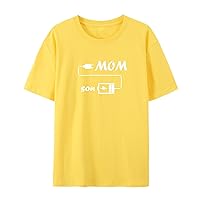 Mom T-Shirt for Women Funny Graphics mom Charging Capacity T-Shirt