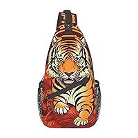 Prosperity in the Year of the Tiger Print Unisex Chest Bags Crossbody Sling Backpack Lightweight Daypack for Travel Hiking