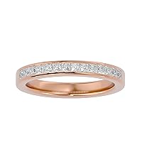 Certified 18K Gold Ring in Princess Cut Natural Diamond (0.51 ct) With White/Yellow/Rose Gold Wedding Ring For Women