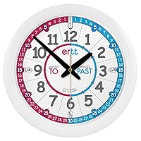 Teaching Wall Clock - Learn The Time Wall Clock - Kids Analog Clock for Classroom, Playroom, Bedroom, Educational Room Decor - School Clock for Kids with Red-Blue Face (29cm)