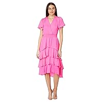 Vince Camuto Women's Four Teir Layered Dress with V Neck