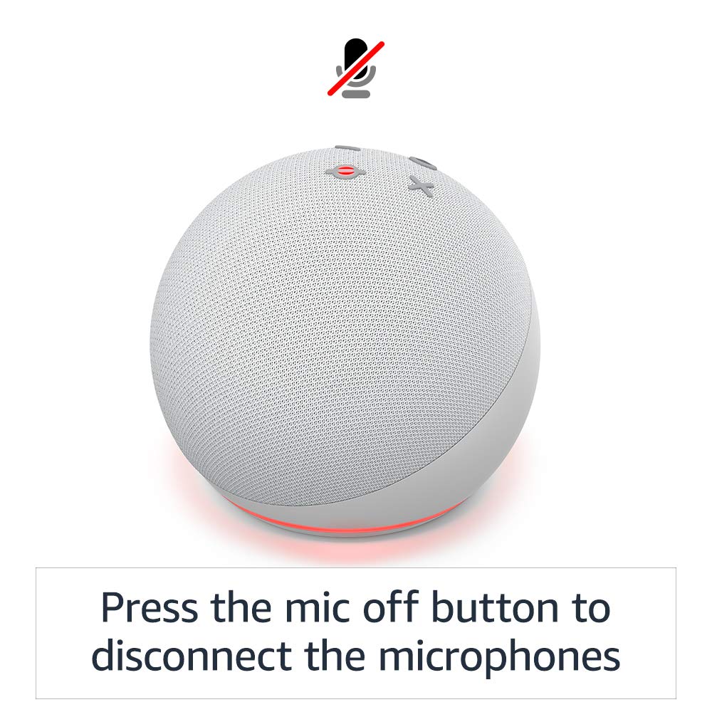 Echo Dot (4th Gen) | Smart speaker with Alexa | Glacier White