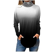 Christmas Shirts for Women 2023 Turtle Neck Printed Funny Graphic Y2K Shirt Baggy Long Sleeeve Xmas Holiday Tops Blouses