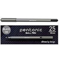 Pentonic Ballpoint Pens, 25 Count, Black Colored Ink, 1.0 mm Medium Point, Smooth Writing For Journaling & Note Taking (PEN12128)