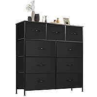 Sweetcrispy Dresser for Bedroom with 9 Fabric Drawers, Tall Chest Storage Tower, Organizer Units for Clothing Closet, Kidsroom Furniture, Steel Frame, Wood Top, Lightweight Quick Assemble Cabinet
