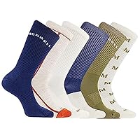 Merrel Men's and Women's Recycled Cushioned Socks - 6 & 12 Pairs - Hiking Arch Support