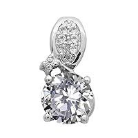 Multi Choice Round Shape Gemstone White Gold Plated 925 Sterling Silver Side Stone Pendant Jewelry