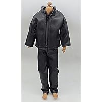 1/6 Scale Male Sodier Leather Coat + Pants Suit Model for 12'' （no Figure (Black)