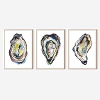 Oyster Canvas Wall Art Abstract Seashell Picture Oyster Watercolor Print Marine Life Paintings Oyster Poster Seafood Artwork Seafood Wall Art Colorful Watercolor Prints Sea Life Poster 16x24inchx3 No