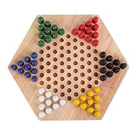 Chinese Checkers Board Game Traditional Wooden Hexagon Table Strategy Family Kids Adults Early Education, Chinese Checkers Board
