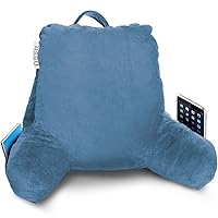Reading Pillow Standard Bed Pillow, Back Pillow for Sitting in Bed Shredded Memory Foam Chair Pillow Reading & Bed Rest Pillows Blue Heaven Back Pillow for Bed, Bed Chair Arm Pillow with Pockets