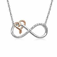 Navnita Jewellers 0.20Ct Lab Created Round Cut Diamond 14k Two-Tone Gold Finish INFINITY with HEART Pendant With Free Chain