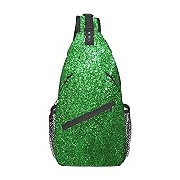Sling Bag Green Animals Print Sling Backpack Crossbody Chest Bag Daypack For Hiking Travel