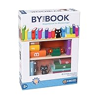 by The Book | Stacking Game for The Family | Balance Books | Staple 12 Books & Cat for Balance | Spirit Level & 40 Challenges Wooden Tiles | 55205