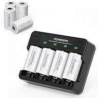 8 Count Rechargeable D Batteries with Charger Kit, 10000mAh