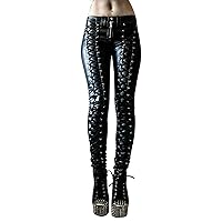 Pu Leather Pants for Women Leggings Women's High Waist Strap PU Leather Pants Solid Color Casual Pants Long