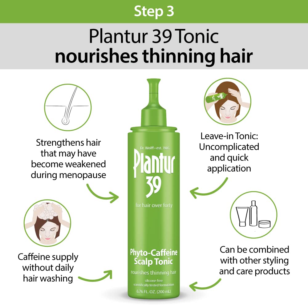 Plantur 39 Phyto Caffeine Women's Made For You 3 Step System for Fine, Thinning Natural Hair Growth - Shampoo (8.45 fl oz), Conditioner (5.07 fl oz), Tonic (6.76 fl oz)