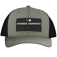 I Heart Love Cucumber Sandwiches - Leather Black Patch Engraved Trucker Hat