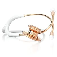 MDF Instruments, RoseGold MD One Stainless Steel Stethoscope, Adult, White Tube, RoseGold Chestpieces-Headset, MDF777RG29