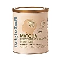 BRIGHTFULL Matcha, Coconut, & Chia Oil Nutrient Blend Drink Mix with Omega 3, MCTs, and B Vitamins for Cognitive Function and Memory (10.5oz Jar)