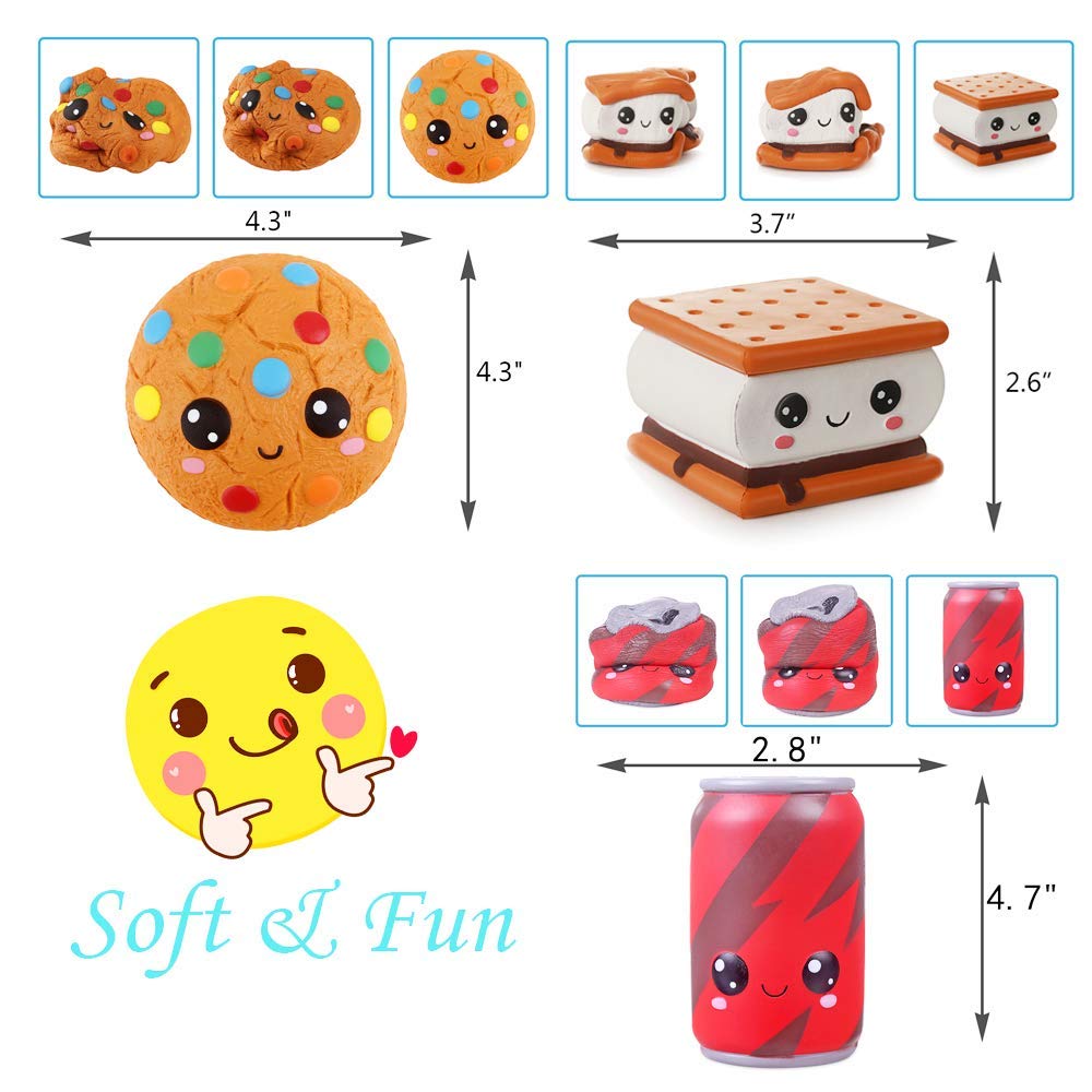 Anboor 3 Pcs Squishies Smores + Cookies + Can